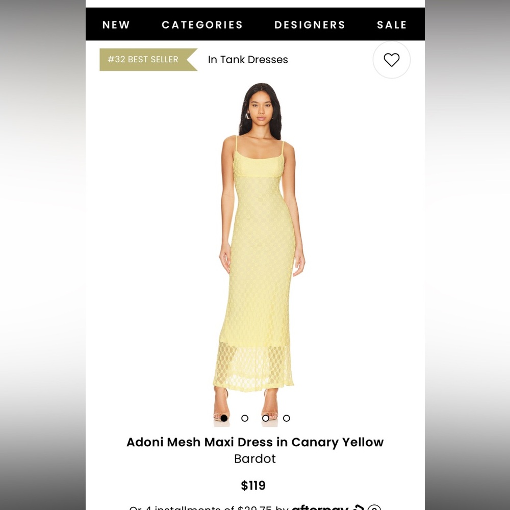 Bardot Canary Yellow Mesh Midi Dress